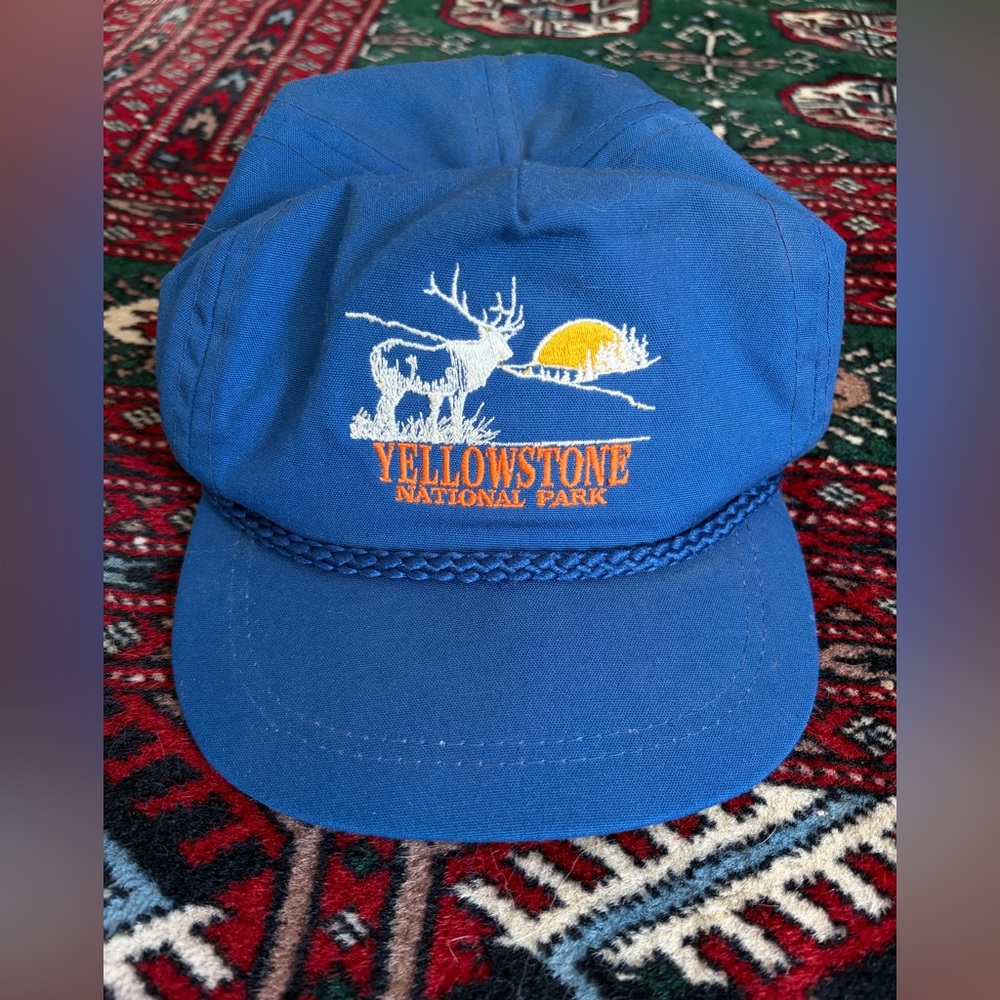 Vintage Yellowstone National Park Embroidered Blue Hat